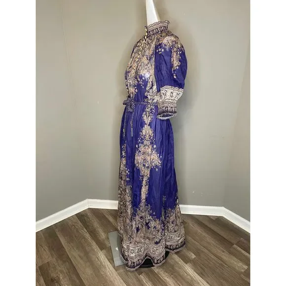 Zimmermann Blue and Gold Maxi Dress - Picture 9 of 11